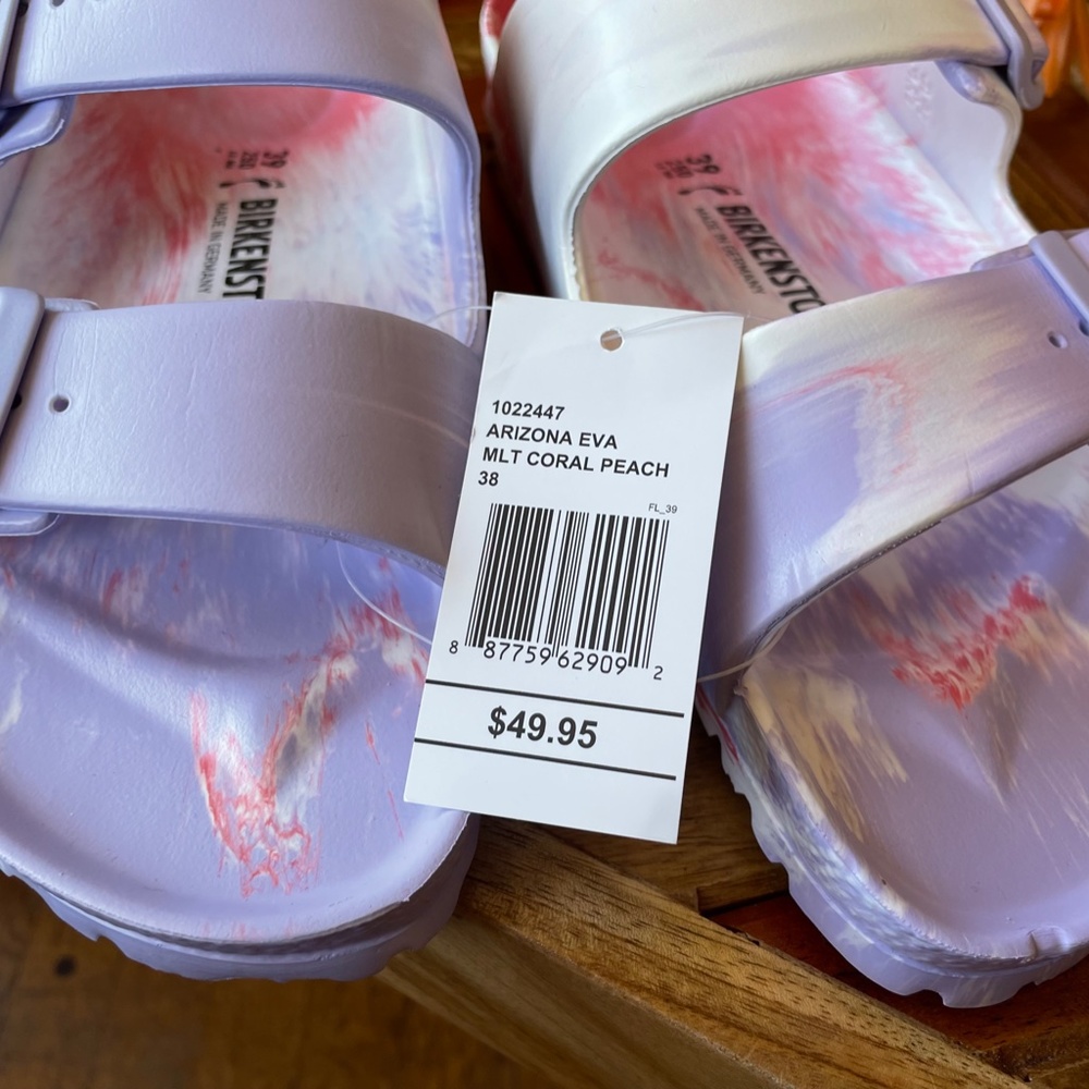 Birkenstock Women's Arizona Essentials EVA Sandals Purple Fog Swirl NWT MSRP $50 - Picture 8 of 11